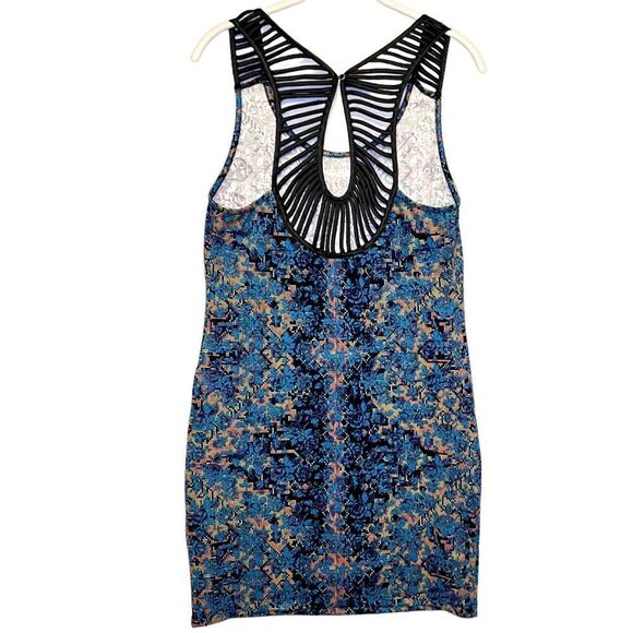 Free People Digital Damsel Floral Pixels Bodycon Strappy Dress in Neon Glow Sz M - Picture 8 of 13